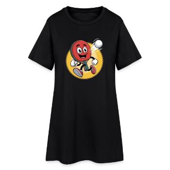 Table Tennis Cartoon Design - Frauen T-Shirt-Kleid - Schwarz - Vorne