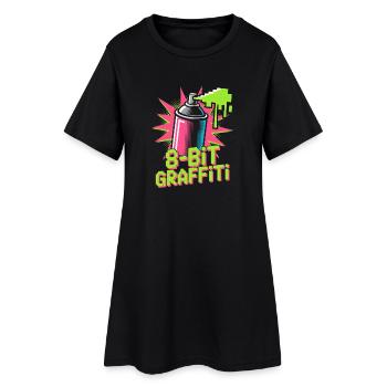 8-Bit Graffiti Pop Culture Retro Video Game - Frauen T-Shirt-Kleid - Schwarz - Vorne