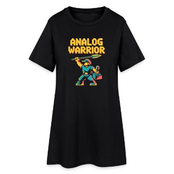 Analog Warrior Pop Culture Retro Video Game - Frauen T-Shirt-Kleid - Schwarz - Vorne
