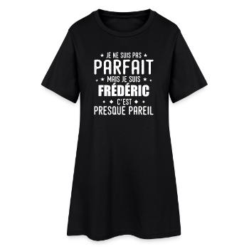Frédéric: authentisch, unvollkommen, oben, perfekt - Frauen T-Shirt-Kleid - Schwarz - Vorne