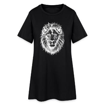 Silhouette Tête De Lion Noir Blanc - Robe T-shirt Femme - noir - Devant