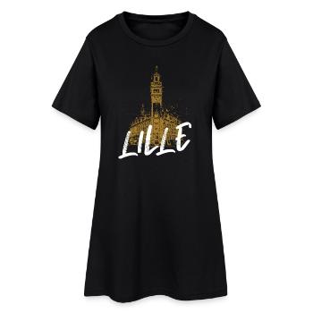 Tour of Old Lille with calligraphy - Women’s T-Shirt Dress - black - Front
