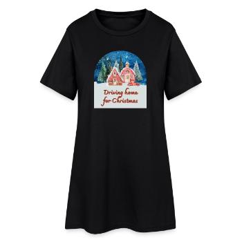 Rentrer à la maison pour Noël - Robe T-shirt Femme - noir - Devant