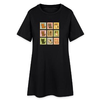 Collection de timbres de chat ludique, chats - Robe T-shirt Femme - noir - Devant