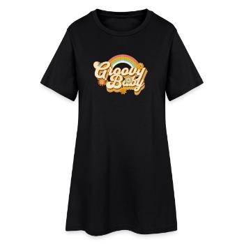 Design de fleur rétro avec arc-en-ciel - Robe T-shirt Femme - noir - Devant