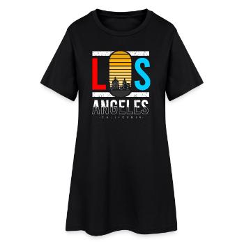 Los Angeles Skyline Retro Design - Frauen T-Shirt-Kleid - Schwarz - Vorne