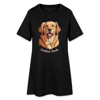 Sourire d’Or - Chien Golden Retriever - Robe T-shirt Femme - noir - Devant