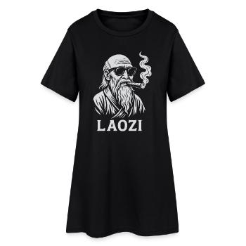 Laozi mit Sonnenbrille und Zigarre Design - Frauen T-Shirt-Kleid - Schwarz - Vorne