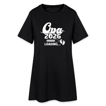 Opa 2026 Loading Baby Footprints Design - Frauen T-Shirt-Kleid - Schwarz - Vorne