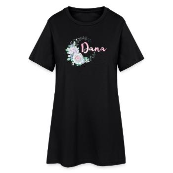 Für Dana - Frauen T-Shirt-Kleid - Schwarz - Vorne