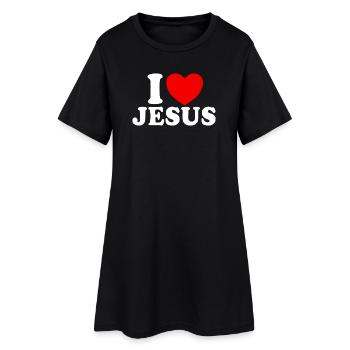 J’aime Jésus, Foi chrétienne, Église, Bibe - Robe T-shirt Femme - noir - Devant