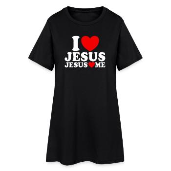 J’aime Jésus Jésus m’aime Foi chrétienne - Robe T-shirt Femme - noir - Devant