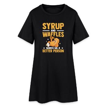 Sirop et gaufres Viennoiseries sucrées Crêpes - Robe T-shirt Femme - noir - Devant