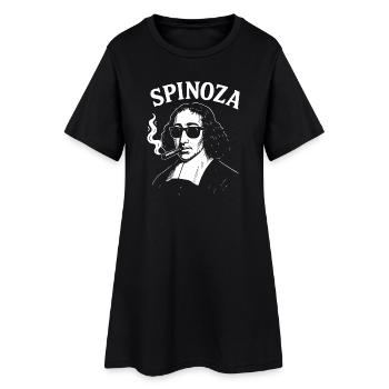 Rebellious Funny Spinoza Portrait with Cigarette - Women’s T-Shirt Dress - black - Front