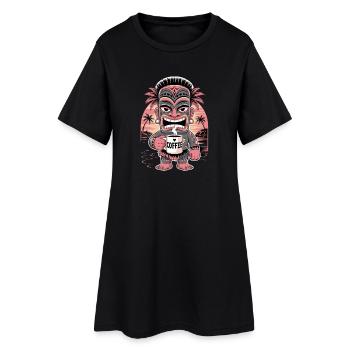 Tiki Coffee Lover Figurine Tiki avec tasse à café - Robe T-shirt Femme - noir - Devant