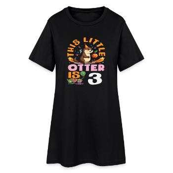 Cette loutre a 3 ans - Motif d’anniversaire mignon - Robe T-shirt Femme - noir - Devant