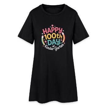 Bonne 100e journée de maternelle - Robe T-shirt Femme - noir - Devant