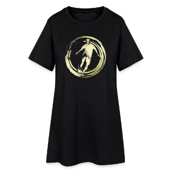Fussballer Fussball Spieler Silhouette - Frauen T-Shirt-Kleid - Schwarz - Vorne