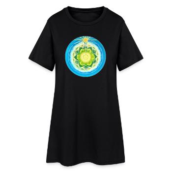 Lebendiges lichtvolles Mandala - Frauen T-Shirt-Kleid - Schwarz - Vorne