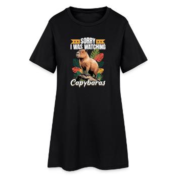 Esthétique amusante Kawaii Capybara - Robe T-shirt Femme - noir - Devant