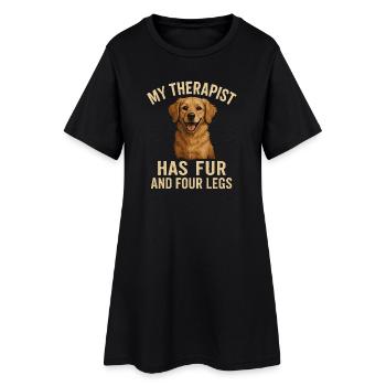 Mon thérapeute a de la fourrure - Golden Retriever - Robe T-shirt Femme - noir - Devant