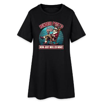 Rentier Ruhestand 2024 – Glühwein & Winterspaß - Frauen T-Shirt-Kleid - Schwarz - Vorne