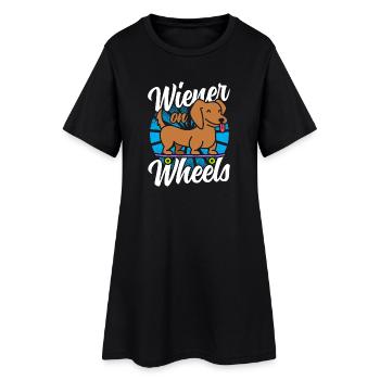 Planche à roulettes Skateur Skateur Teckel - Robe T-shirt Femme - noir - Devant