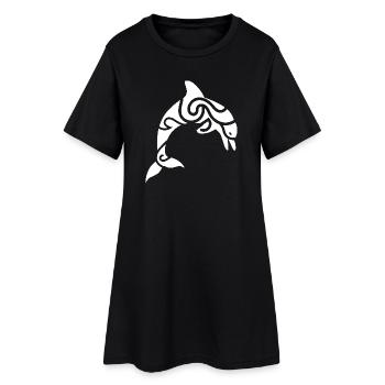 Dauphin Tribal – Tatouage et liberté de la mer - Robe T-shirt Femme - noir - Devant