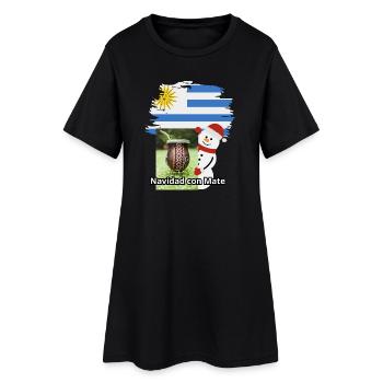 Weihnachtsfeier mit Mate und Schneemann - Frauen T-Shirt-Kleid - Schwarz - Vorne