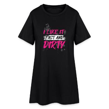 Fast and dirty Schlammlauf Mud Run Muddy Race - Frauen T-Shirt-Kleid - Schwarz - Vorne