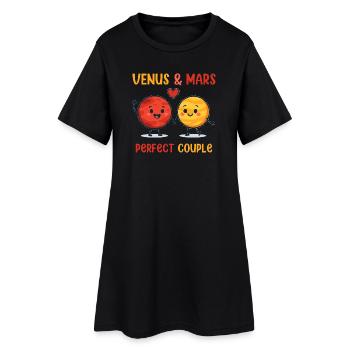 Venus & Mars Perfect Couple Love Design - Frauen T-Shirt-Kleid - Schwarz - Vorne