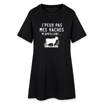 J'peux pas mes vaches m'appellent - Robe T-shirt Femme - noir - Devant