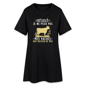 Mes vaches ont besoin de moi - Robe T-shirt Femme - noir - Devant