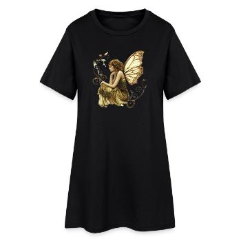 Fée noble aux ailes de papillon - Robe T-shirt Femme - noir - Devant