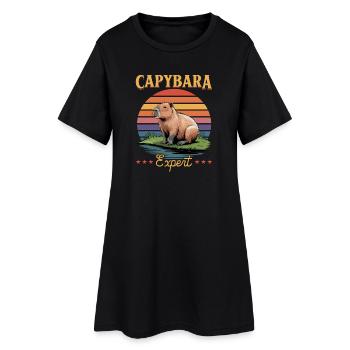 Esthétique amusante Kawaii Capybara - Robe T-shirt Femme - noir - Devant