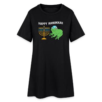 Hanoukka Hanoukka Hanoukka Grenouille - Robe T-shirt Femme - noir - Devant