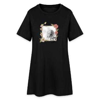 Cadre floral Portrait Enjoy Life - Robe T-shirt Femme - noir - Devant
