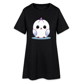 poussin blanc kawaii avec des accents violets - Robe T-shirt Femme - noir - Devant