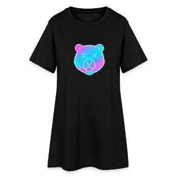 Neon Bear Head Gradient - Women’s T-Shirt Dress - black - Front