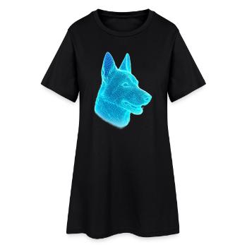 Neon Wolf Head Net Art - Women’s T-Shirt Dress - black - Front