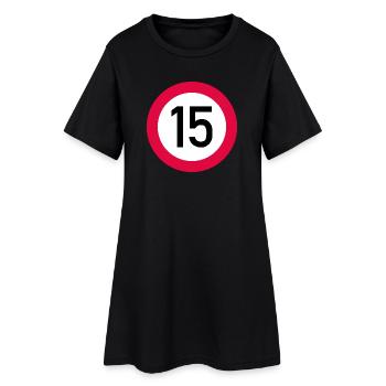 15. Geburtstag Achtung! Verkehrsschild 15 Km/h - Frauen T-Shirt-Kleid - Schwarz - Vorne