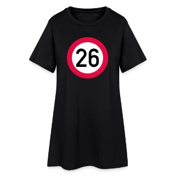 26. Geburtstag Achtung! Verkehrsschild 26 Km/h - Frauen T-Shirt-Kleid - Schwarz - Vorne