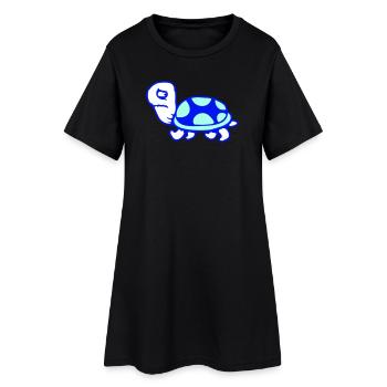 Tortue Peur Timide Triste Malheureux - Robe T-shirt Femme - noir - Devant