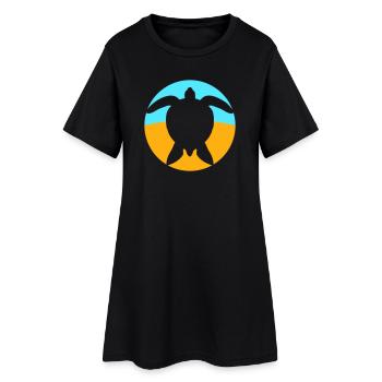Tortue Logo Plage Eau Mer Rond Icône - Robe T-shirt Femme - noir - Devant