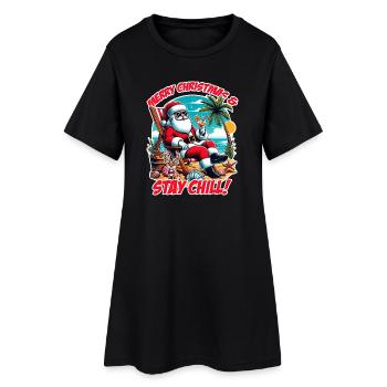 Père Noël sur la plage – Joyeux Noël et restez au frais - Robe T-shirt Femme - noir - Devant