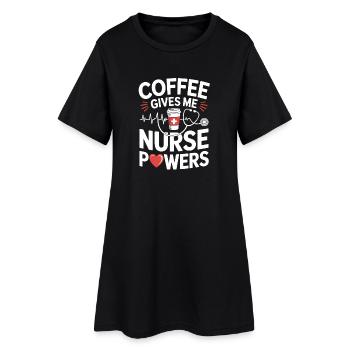 Infirmière Café Humour Caféine - Robe T-shirt Femme - noir - Devant