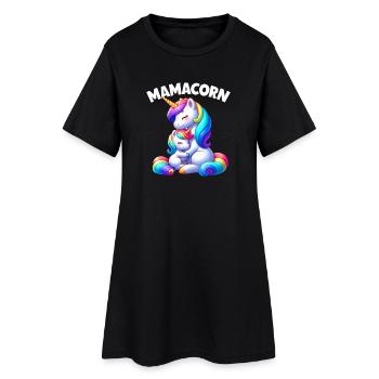 Mamacorn Mom Unicorn Mother Baby Grain Unicorn - Women’s T-Shirt Dress - black - Front