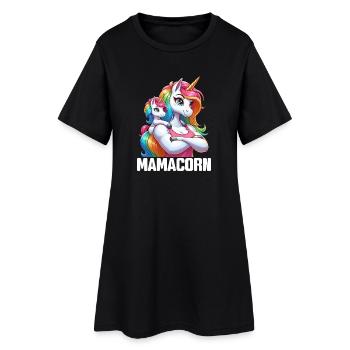 Mama Einhorn Mamacorn Mutter Tochter Dadacorn - Frauen T-Shirt-Kleid - Schwarz - Vorne