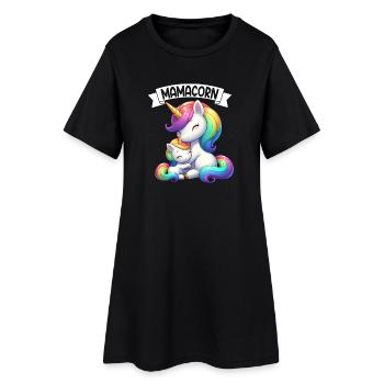 Mama Einhorn Mamacorn Mutter Tochter Dadacorn - Frauen T-Shirt-Kleid - Schwarz - Vorne