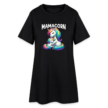 Mamacorn Mama Unicorn Mother Ladies Matching Look - Women’s T-Shirt Dress - black - Front